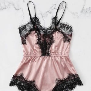 Pink and Black Night Romper